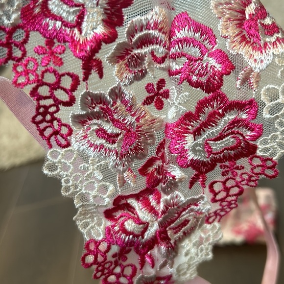 4-Piece Lace Mesh Babydoll Lingerie Set with Garter Belt Size L - Picture 7 of 12